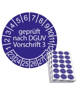 Prüfplakette geprüft nach DGUV Vorschrift 3 - 2023, Ø 20mm, 18/Bogen, in Jahresfarbe