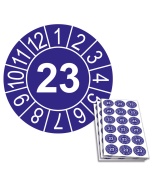 Jahresprüfplakette 2023, 20mm, Einzelansicht und 18-er Bogen