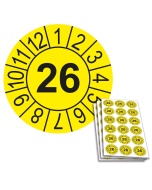 Jahresprüfplakette 2026, 20mm, Einzelansicht und 18-er Bogen