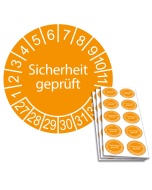 Prüfplakette Sicherheit geprüft 2027, Ø 30mm, 10/Bogen, in Jahresfarbe