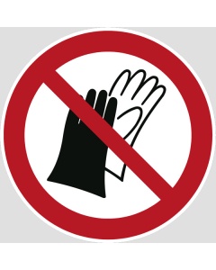 Verbotszeichen, Benutzen von Handschuhen verboten, 12,5-50mm 10/Bogen