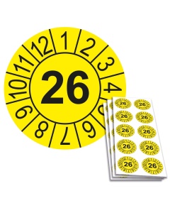 Jahresplakette 2026, Ø 30mm, 10/Bogen, in Jahresfarbe