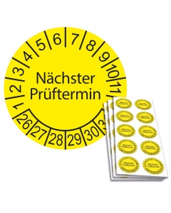 Prüfplakette Nächster Prüftermin 2026, Ø 30mm, 10/Bogen, in Jahresfarbe