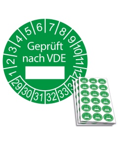 Prüfplakette Geprüft nach VDE - 2029, Ø 20mm, 18/Bogen, in Jahresfarbe