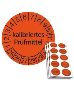 Prüfplakette kalibriertes Prüfmittel, Ø 30mm, 10/Bogen
