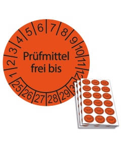 Prüfplakette Prüfmittel frei bis, Ø 20mm, 18/Bogen