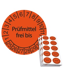 Prüfplakette Prüfmittel frei bis, Ø 30mm, 10/Bogen