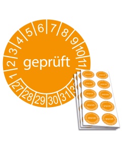 Prüfplakette geprüft 2027, Ø 30mm, 10/Bogen, in Jahresfarbe