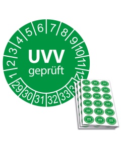 Prüfplakette UVV geprüft 2029, Ø 20mm, 18/Bogen, in Jahresfarbe