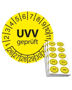 Prüfplakette UVV geprüft 2026, Ø 30mm, 10/Bogen, in Jahresfarbe