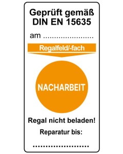 Regal-Kennzeichnung mit Gefahrenstufe - Nacharbeit - Geprüft gemäß DIN EN 15635, je 5 Stk.