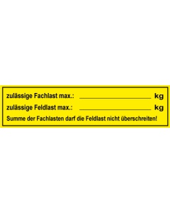 Regalbelastungsaufkleber Fachlast/Feldlast maximal, je 10 Stk.