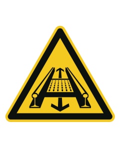 Warnzeichen, Warnung vor Gefahren durch eine Förderanlage im Gleis, ISO/ASR, 12,5-50mm 10/Bogen