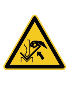 Warnzeichen, Warnung vor Quetschgefahr der Hand zwischen Presse und Werkstück, ISO/ASR, 100-400mm