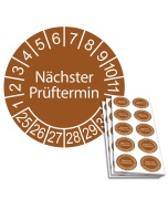 Prüfplakette Nächster Prüftermin 2025, Ø 30mm, 10/Bogen, in Jahresfarbe