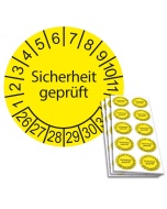 Prüfplakette Sicherheit geprüft 2026, Ø 30mm, 10/Bogen, in Jahresfarbe