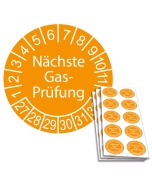 Prüfplakette Nächste Gas-Prüfung 2027, Ø 30mm, 10/Bogen, in Jahresfarbe