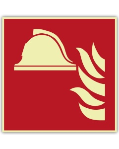 Brandschutzzeichen Mittel und Geräte zur Brandbekämpfung langnachleuchtend – ISO 7010 F004, Klasse C