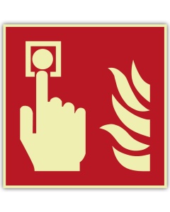 Brandschutzzeichen Brandmelder langnachleuchtend – ISO 7010 F005, Klasse C