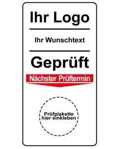 Grundplakette mit Firmenlogo und Wunschtext, je 5 Stk.
