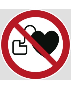 Verbotszeichen, Kein Zutritt für Personen mit Herzschrittmacher oder Defibrillatoren, 12,5-50mm 10/Bogen