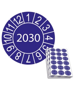 Jahresprüfplakette 2028, 20mm, Einzelansicht und 18-er Bogen