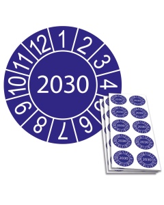 Jahresplakette 2030, Ø 30mm, 10/Bogen, in Jahresfarbe
