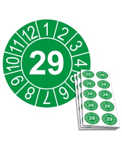 Jahresplakette 2029, Ø 30mm, 10/Bogen, in Jahresfarbe