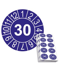 Jahresplakette 2030, Ø 30mm, 10/Bogen, in Jahresfarbe