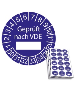 Prüfplakette Geprüft nach VDE - 2030, Ø 20mm, 18/Bogen, in Jahresfarbe