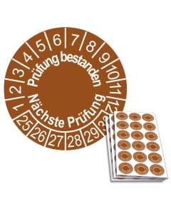 Prüfplakette Prüfung bestanden - Nächste Prüfung 2025, Ø 20mm, 18/Bogen, in Jahresfarbe