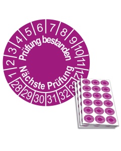 Prüfplakette Prüfung bestanden - Nächste Prüfung 2028, Ø 20mm, 18/Bogen, in Jahresfarbe
