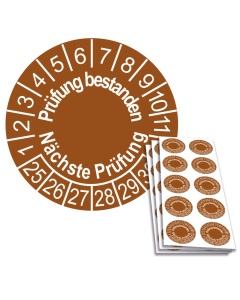 Prüfplakette Prüfung bestanden - Nächste Prüfung 2025, Ø 30mm, 10/Bogen, in Jahresfarbe