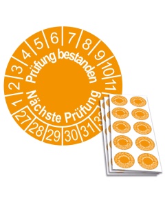 Prüfplakette Prüfung bestanden - Nächste Prüfung 2027, Ø 30mm, 10/Bogen, in Jahresfarbe