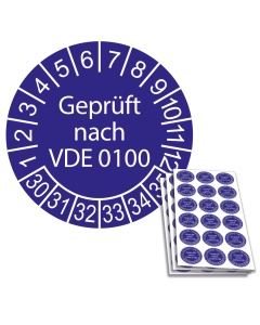 Prüfplakette Geprüft nach VDE 0100 - 2030, Ø 20mm, 18/Bogen, in Jahresfarbe