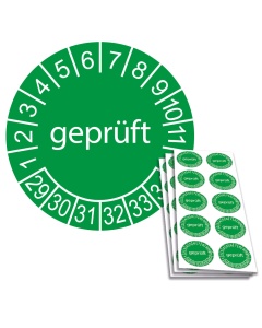 Prüfplakette geprüft 2029, Ø 30mm, 10/Bogen, in Jahresfarbe