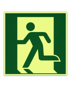 Rettungszeichen Notausgang links langnachleuchtend – ISO 7010 E001, Klasse C