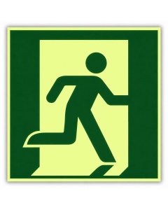 Rettungszeichen Notausgang rechts langnachleuchtend – ISO 7010 E002, Klasse C