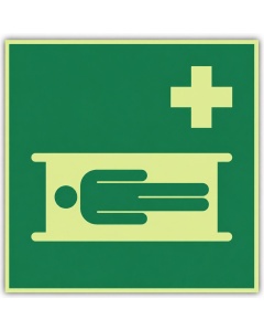 Rettungszeichen Krankentrage langnachleuchtend – ISO 7010 E013, Klasse C