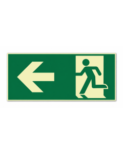 Rettungszeichen Notausgang mit Pfeil links langnachleuchtend – ISO 7010, Klasse C