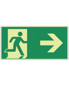 Rettungszeichen Notausgang mit Pfeil rechts langnachleuchtend – ISO 7010, Klasse C