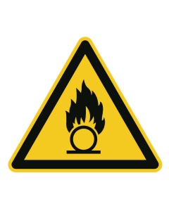 Warnzeichen, Warnung vor brandfördernden Stoffen, 12,5-50mm 10/Bogen